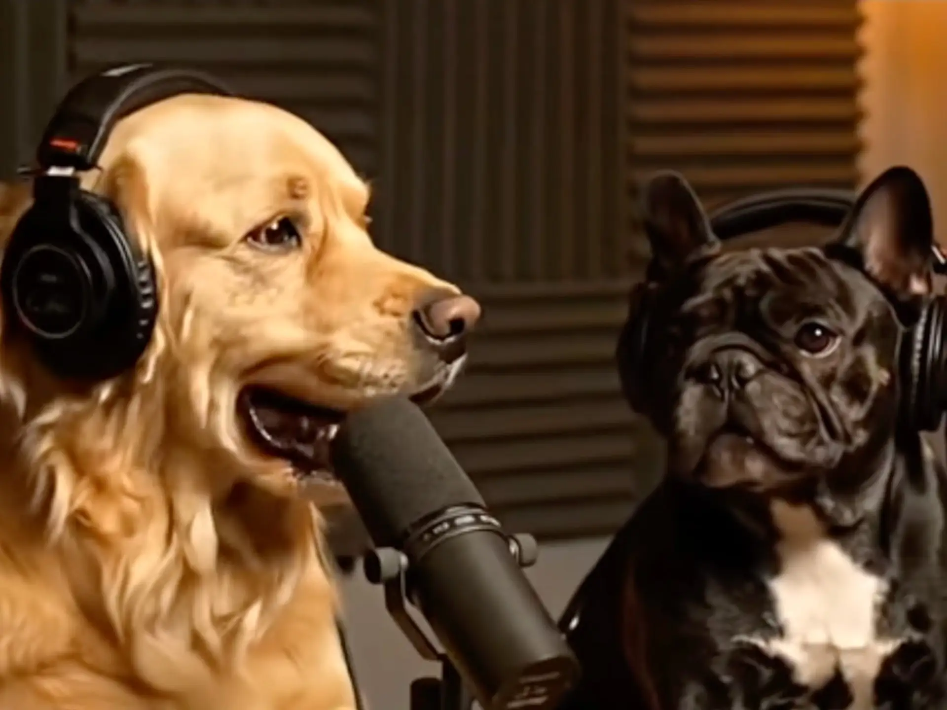 Goldie and Frenchie — DogPack's AI dog podcast hosts